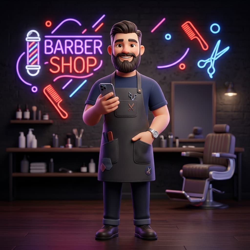 Barbeiro utilizando 88barber no celular